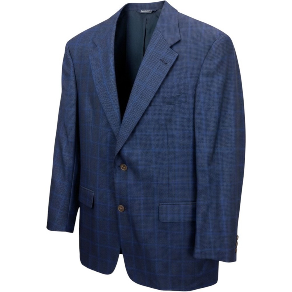 VTG Burberrys Mens Size *42R Blue Plaid Houndstooth Sport Coat Heritage Designer